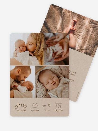 Faire-part naissance Picto multi photo
