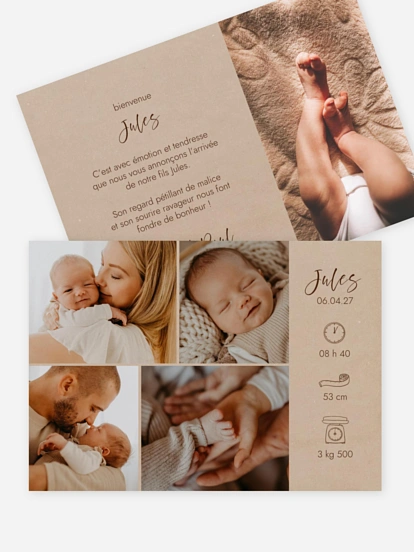 Faire-part naissance Picto multi photo