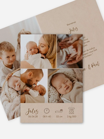 Faire-part naissance Picto multi photo