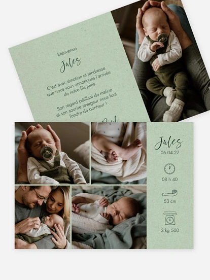 Faire-part naissance Picto multi photo