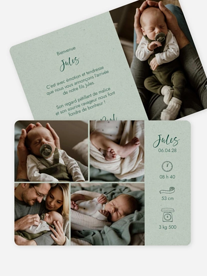 Faire-part naissance Picto multi photo