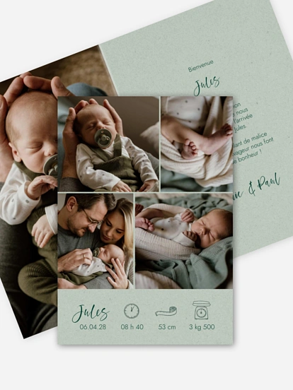 Faire-part naissance Picto multi photo