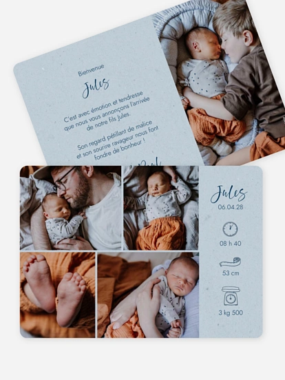 Faire-part naissance Picto multi photo