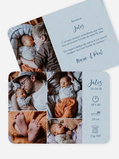 Faire-part naissance Picto multi photo