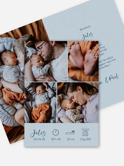 Faire-part naissance Picto multi photo