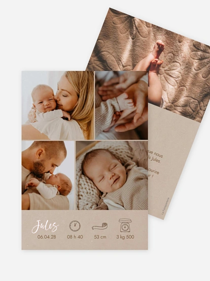 Faire-part naissance Picto multi photo
