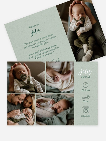 Faire-part naissance Picto multi photo