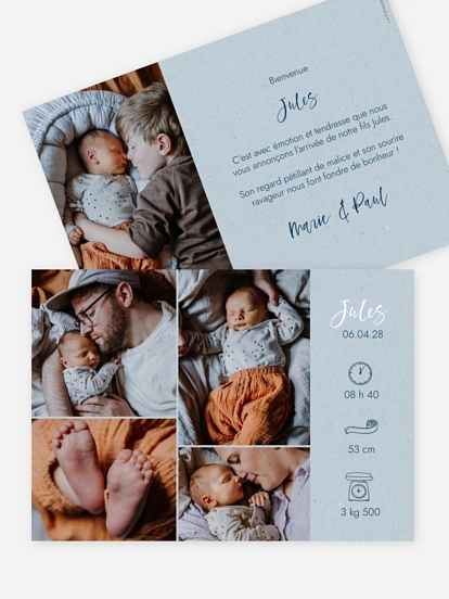 Faire-part naissance Picto multi photo