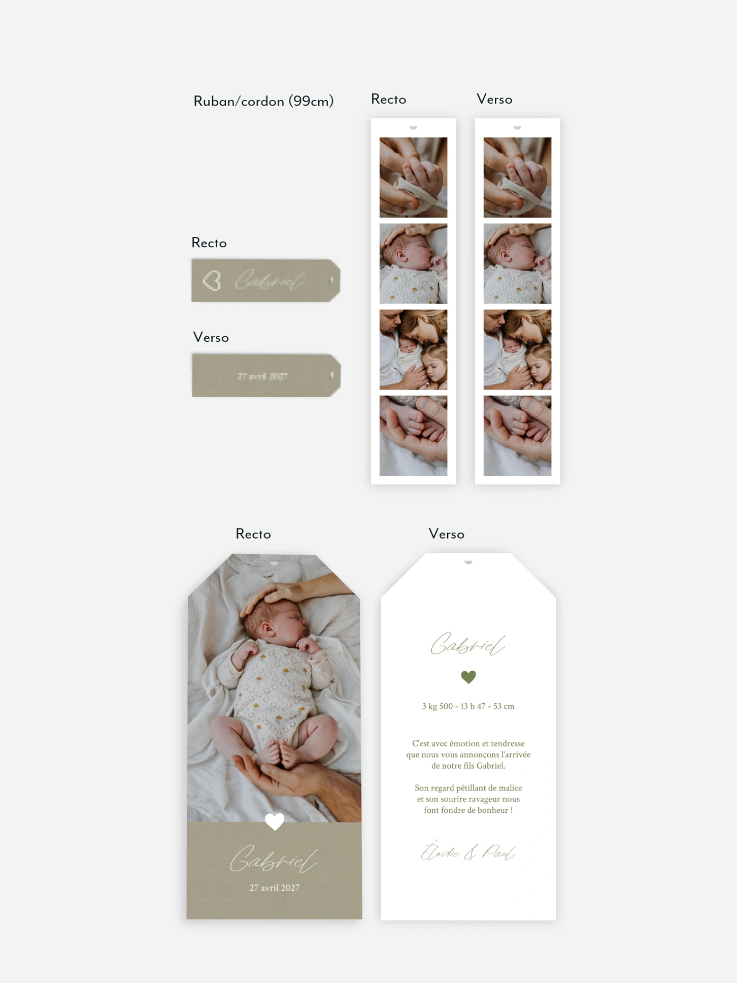 Faire-part naissance Petit coeur doré