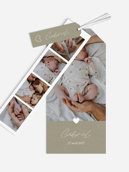 Faire-part naissance Petit coeur doré