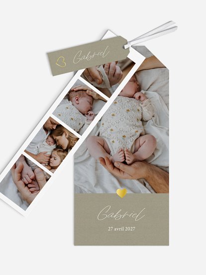 Faire-part naissance Petit coeur doré