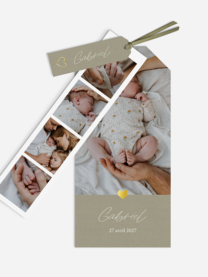 Faire-part naissance Petit coeur doré