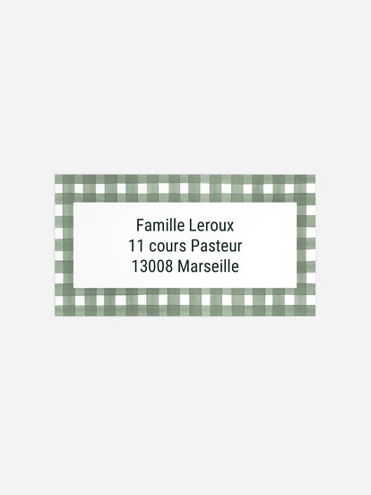 Étiquette destinataire naissance Vichy Love