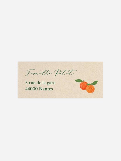 Étiquette expéditeur naissance Petites Oranges