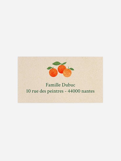 Étiquette destinataire naissance Petites Oranges