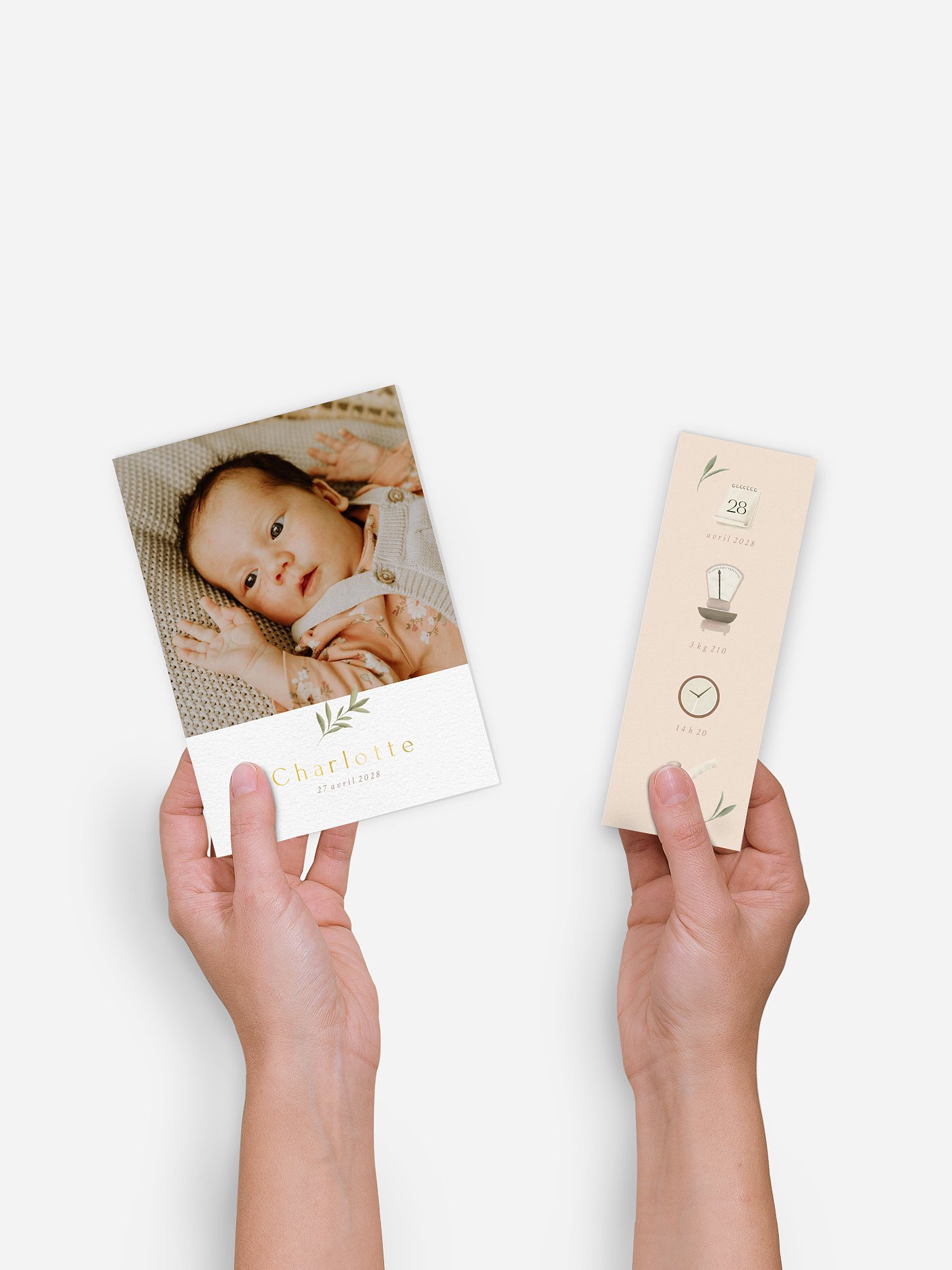 Faire-part naissance Pictos & feuillage