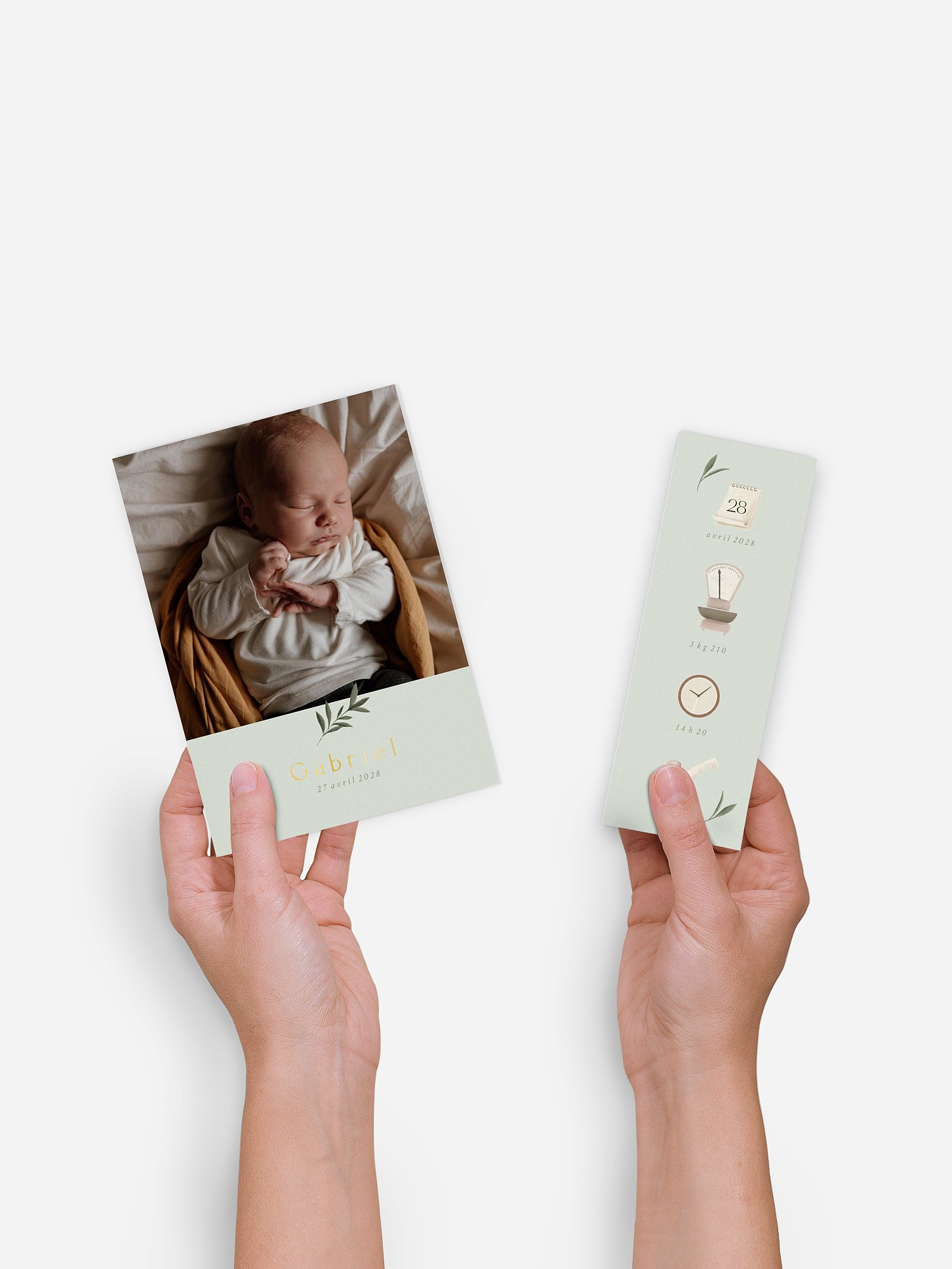 Faire-part naissance Pictos & feuillage