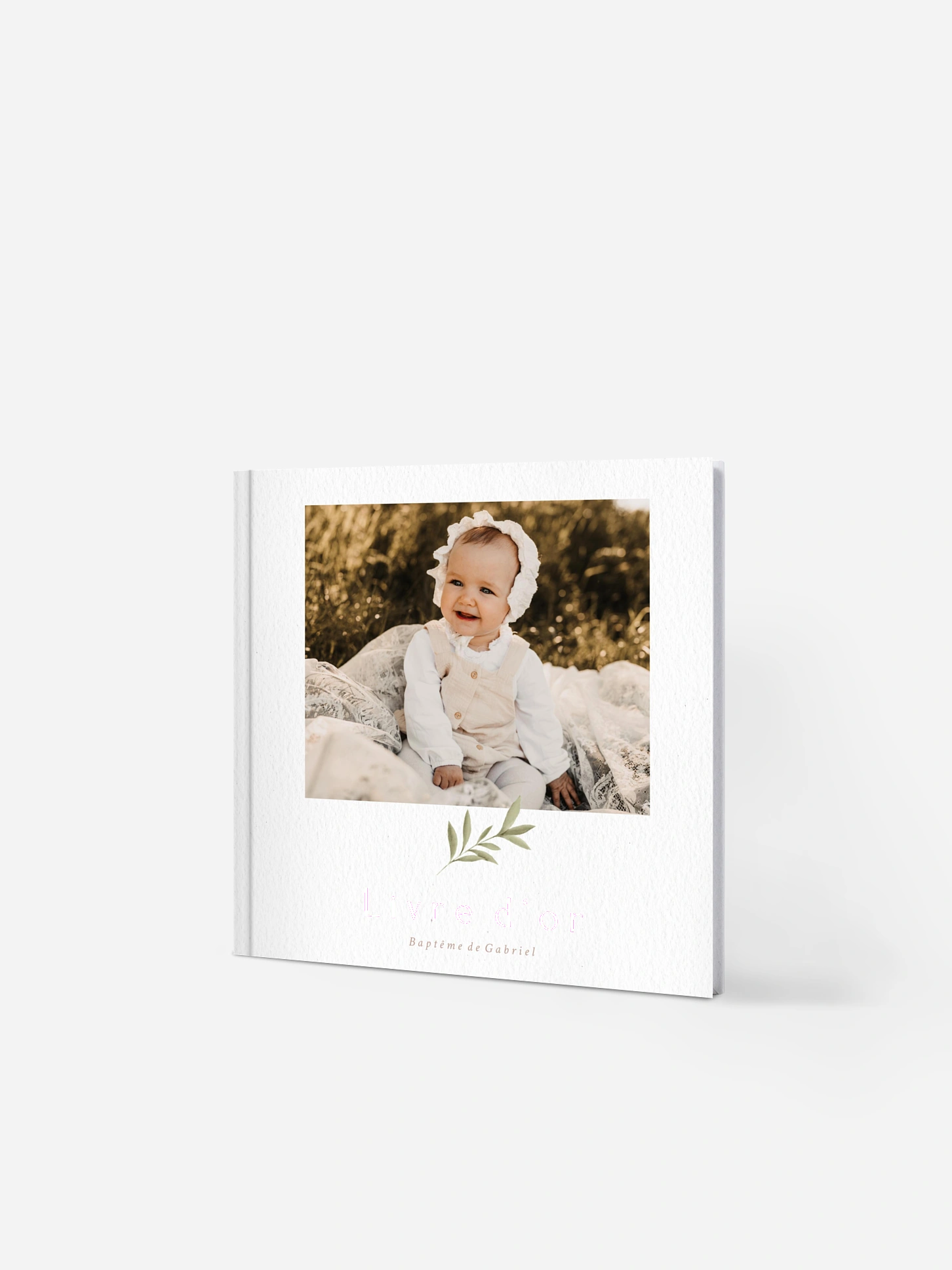 Livre d’or baptême Pictos & feuillage