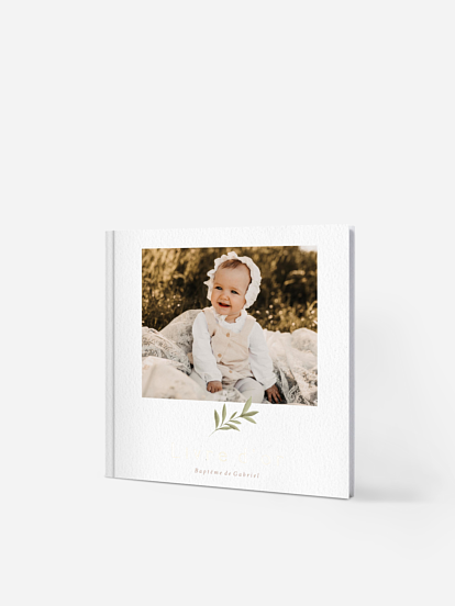 Livre d’or baptême Pictos & feuillage