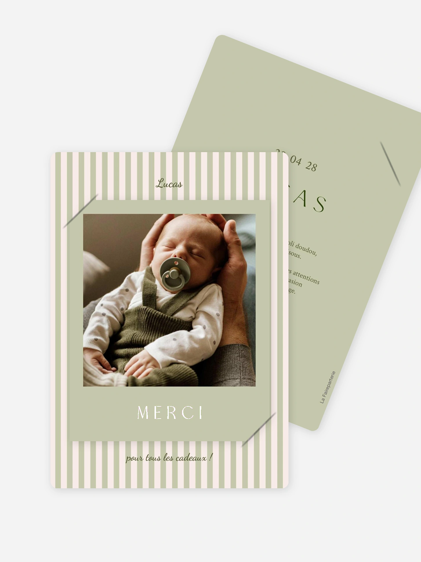 Carte remerciement naissance Douce arrivée