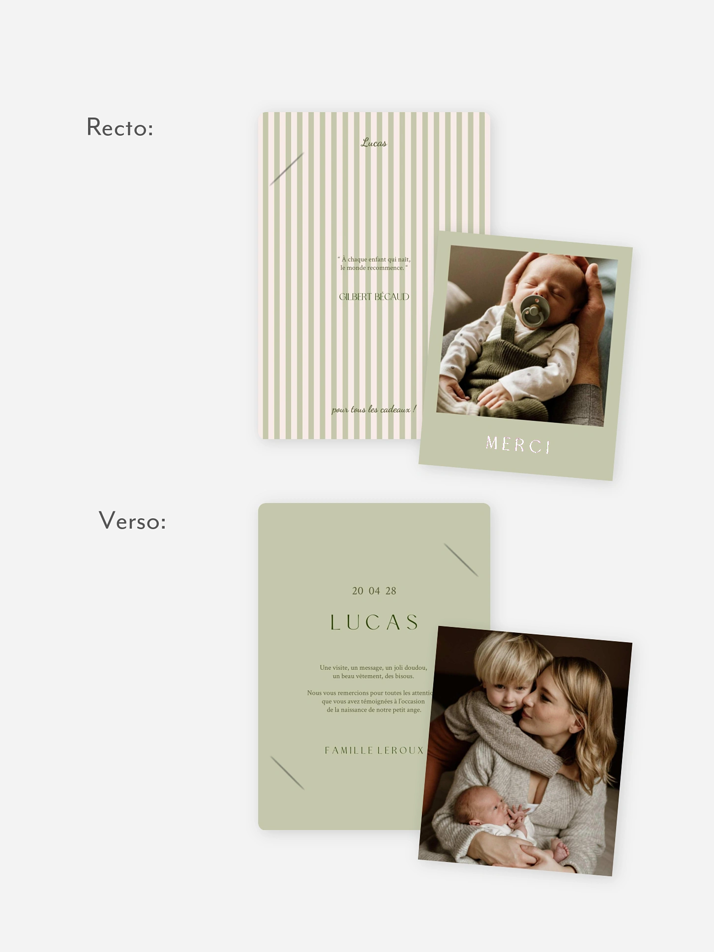 Carte remerciement naissance Douce arrivée