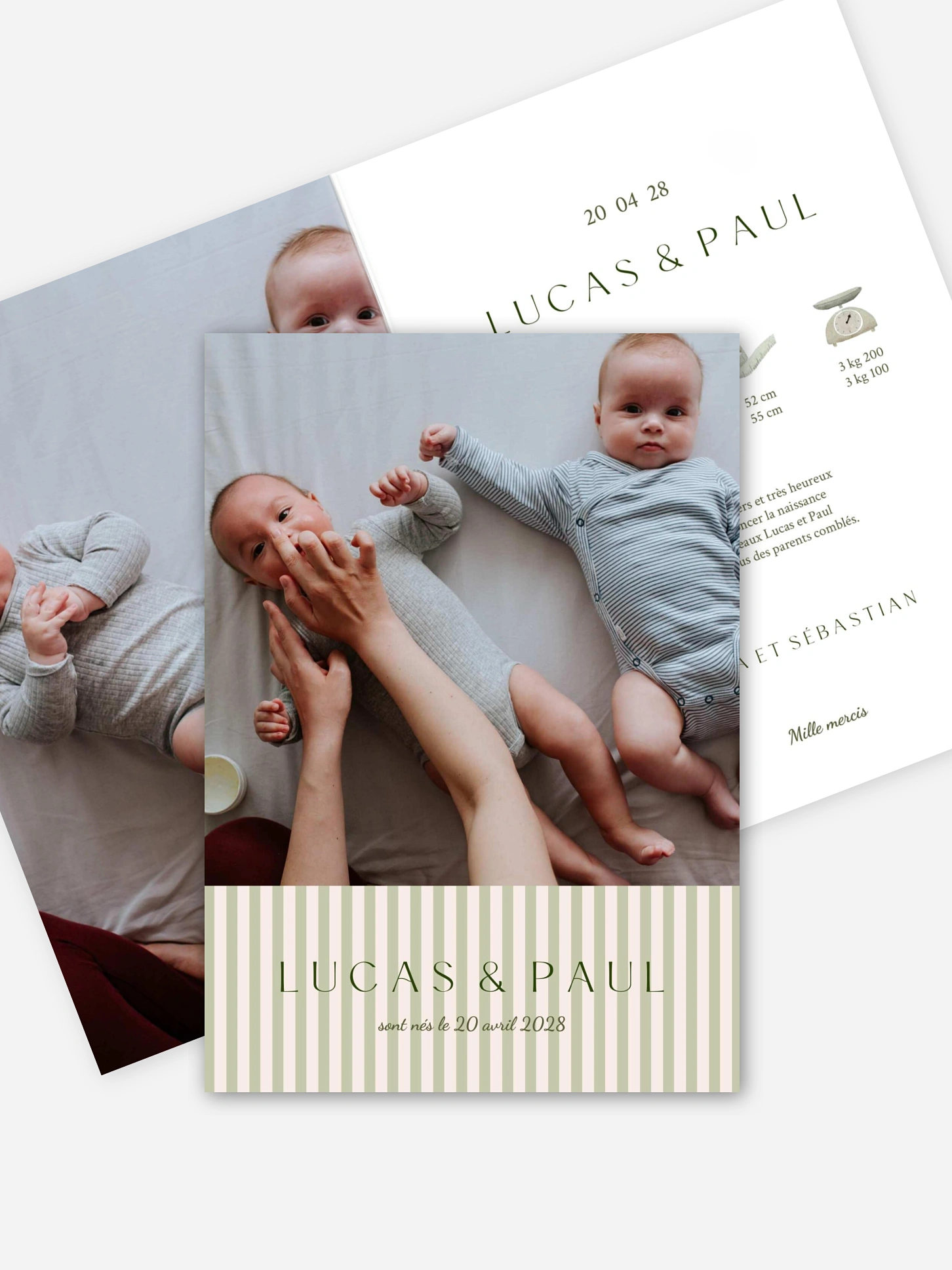 Faire-part naissance jumeaux Douce arrivée