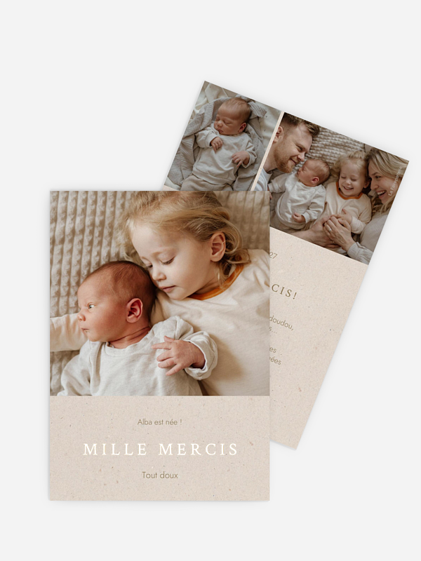 Carte remerciement naissance Première rencontre