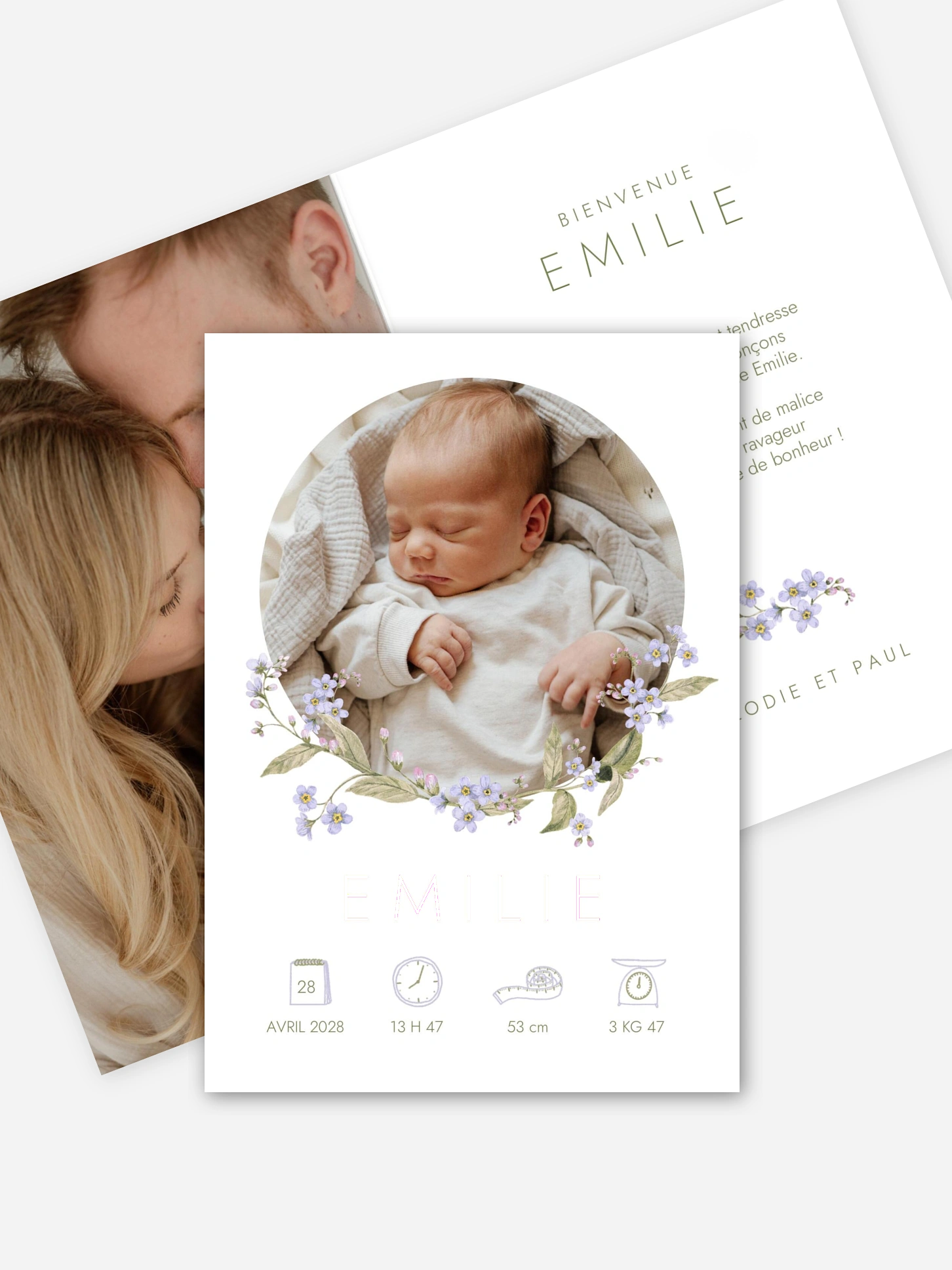 Faire-part naissance Éclat floral