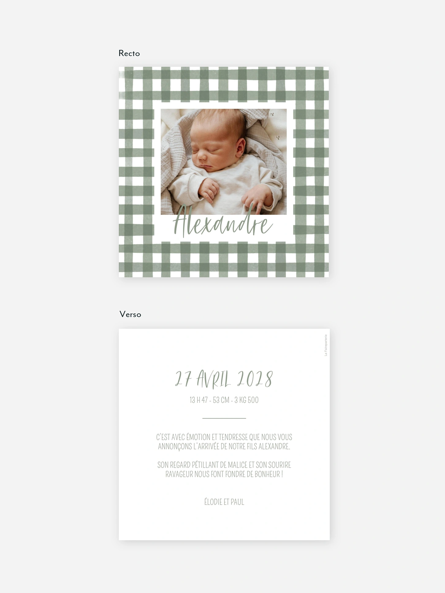 Faire-part naissance Petit Vichy