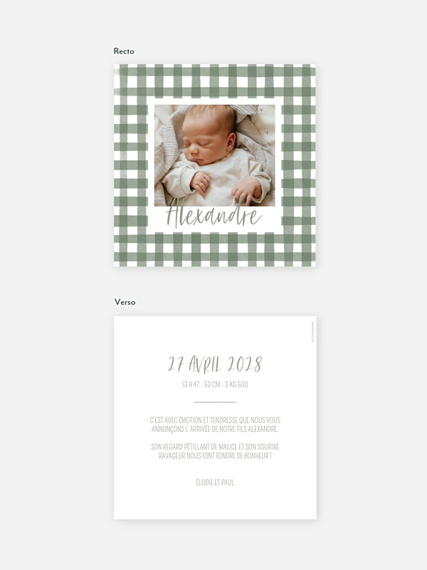 Faire-part naissance Petit Vichy