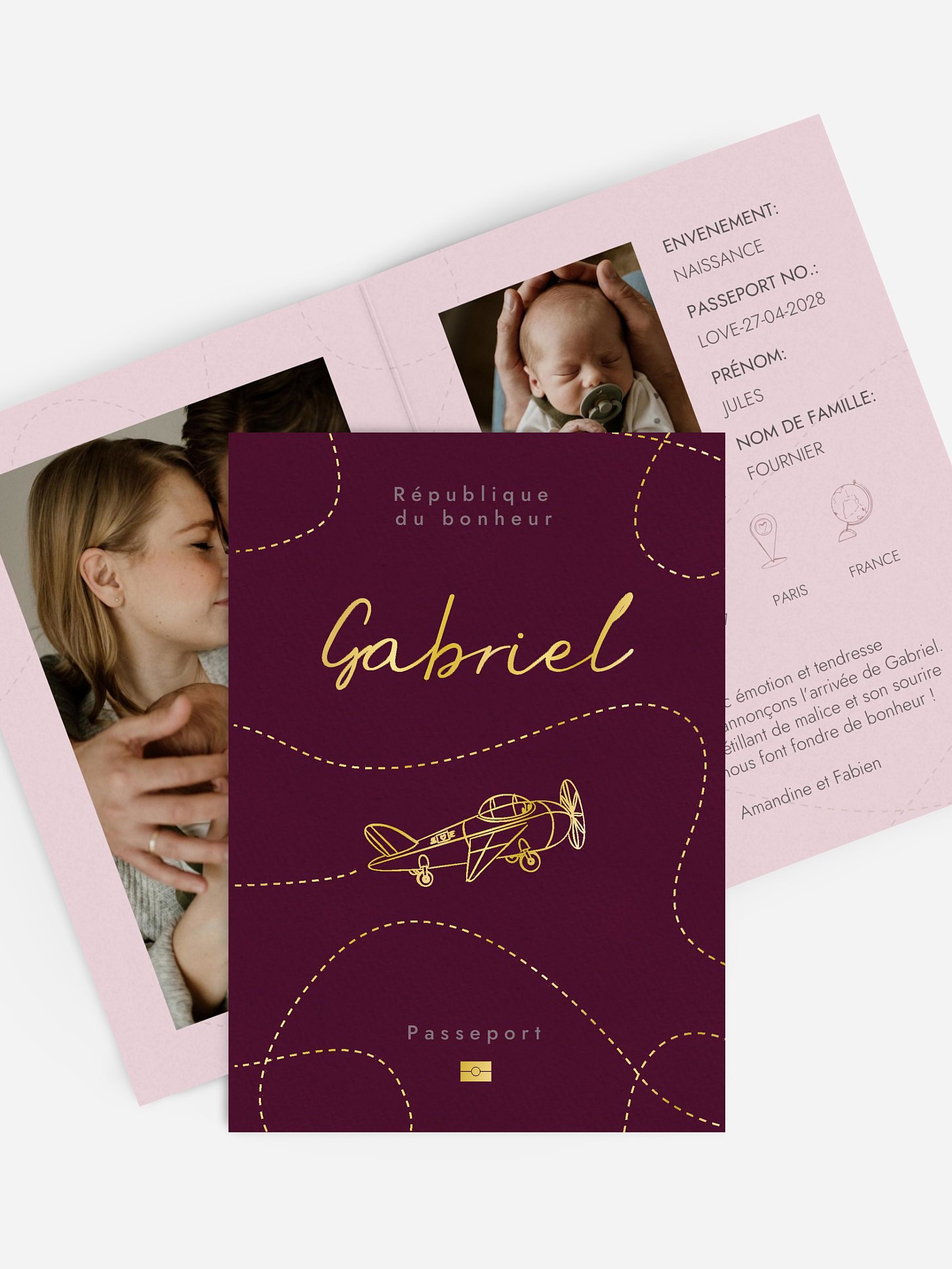 Faire-part naissance Passeport