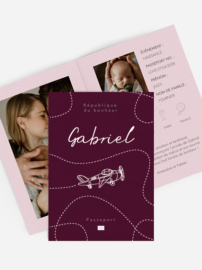 Faire-part naissance Passeport