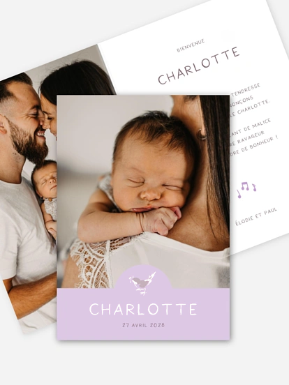 Faire-part naissance Arrivée chantante