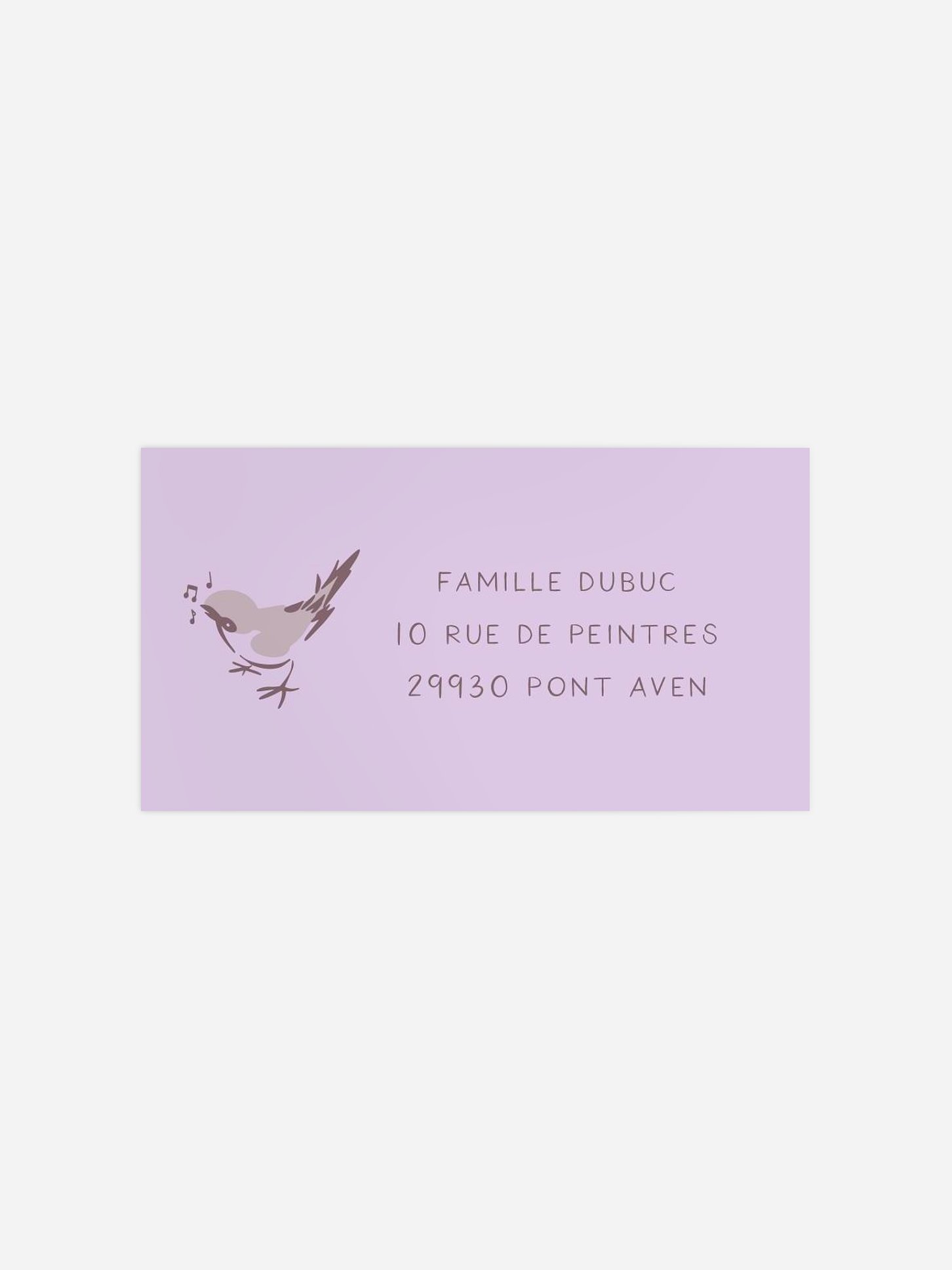 Étiquette destinataire naissance Arrivée chantante