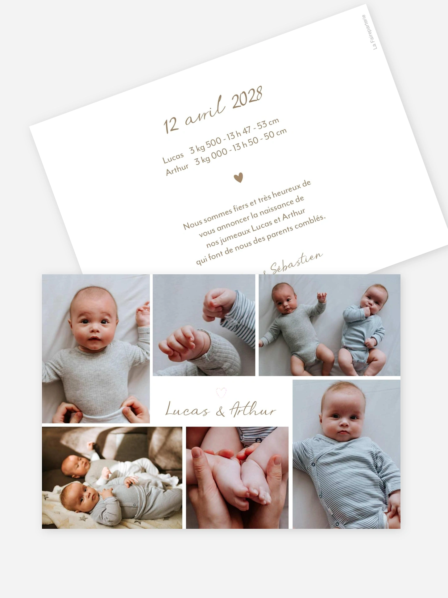 Faire-part naissance jumeaux Belle journée