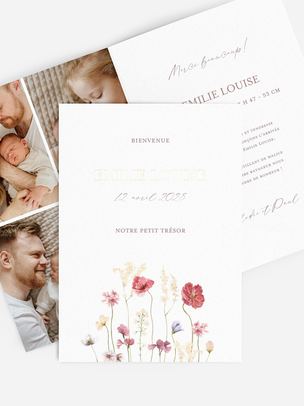 Faire-part naissance Fleurs printanières