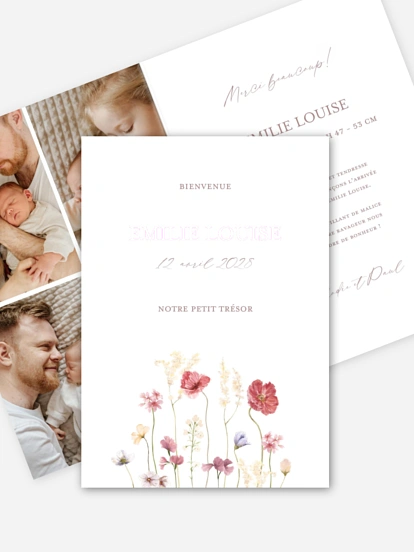 Faire-part naissance Fleurs printanières
