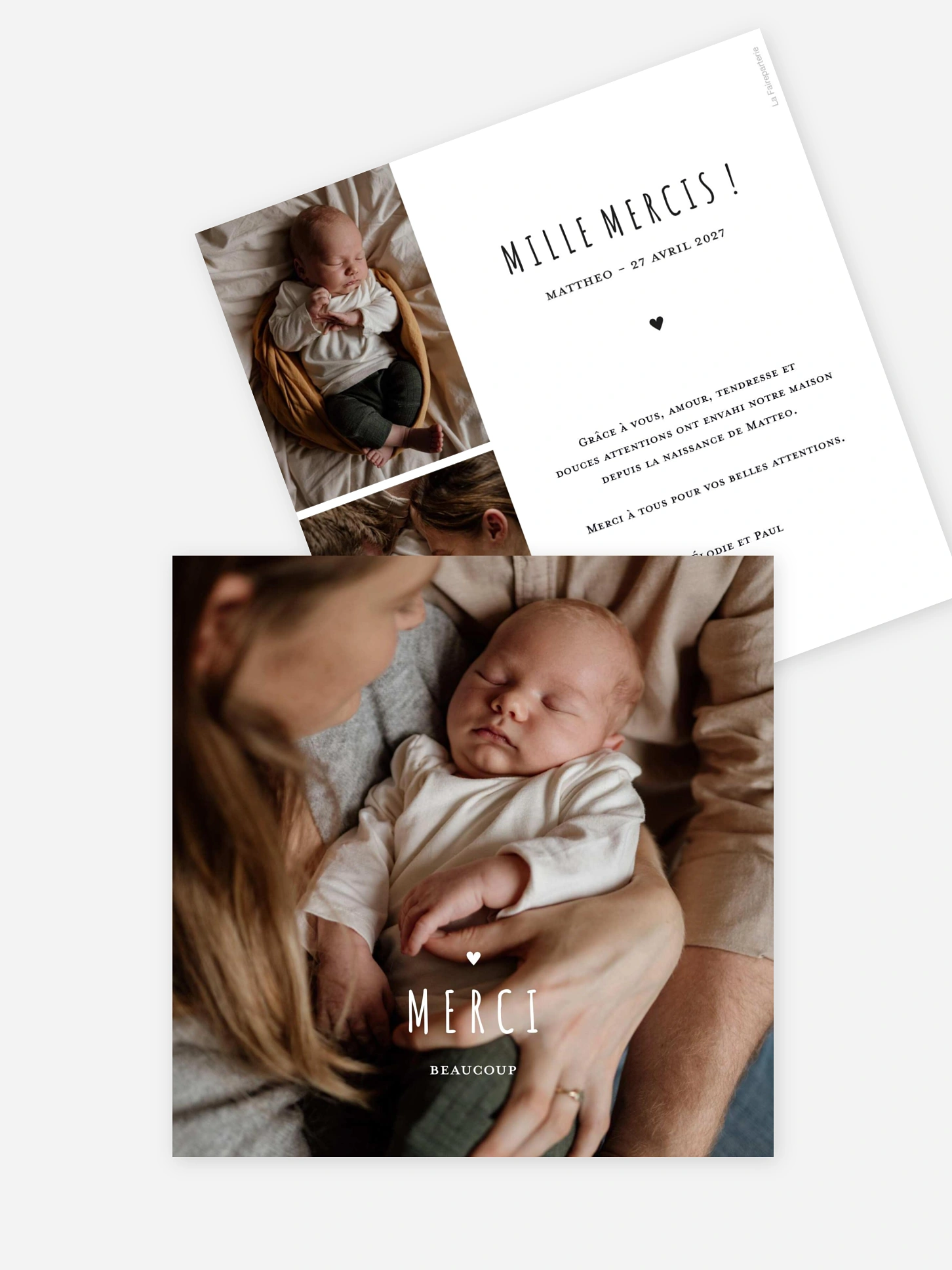 Carte remerciement naissance Doux bonheur