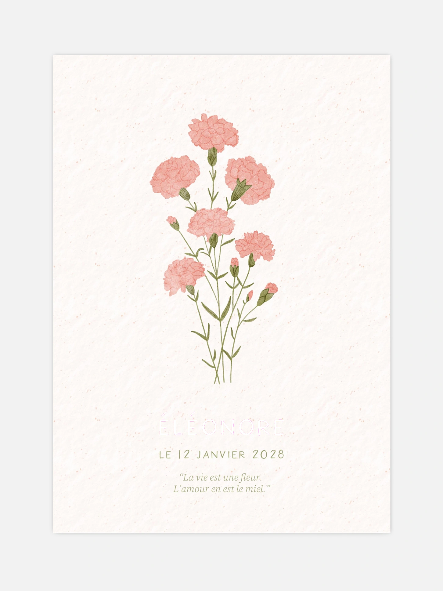 Affiche naissance Fleur de naissance - janvier