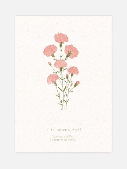 Affiche naissance Fleur de naissance - janvier