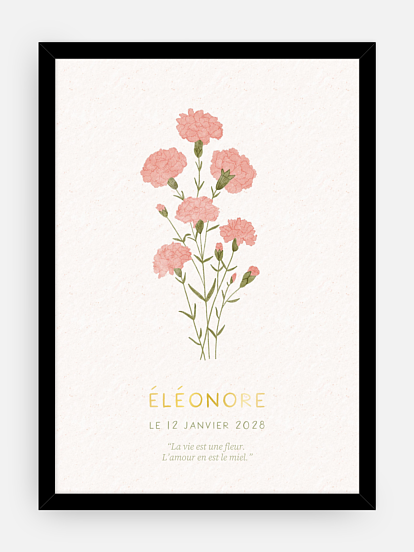 Affiche naissance Fleur de naissance - janvier