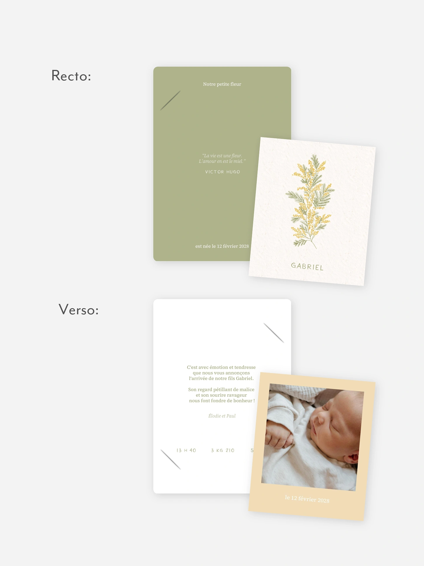 Faire-part naissance Fleur de naissance - février