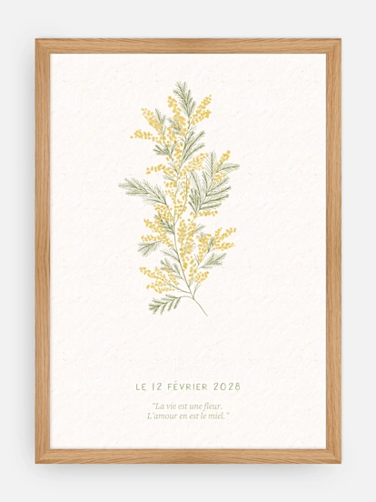 Affiche naissance Fleur de naissance - février