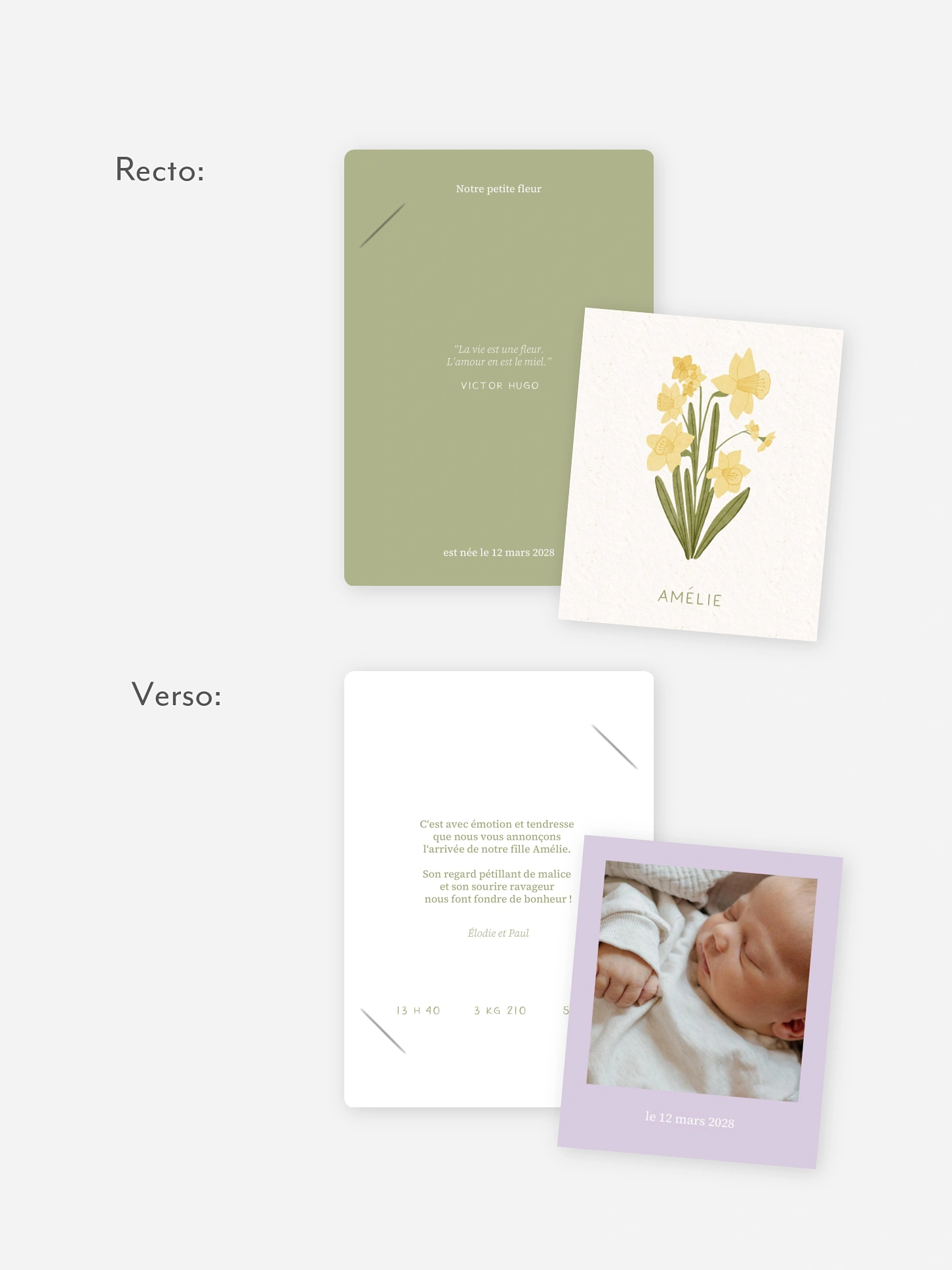 Faire-part naissance Fleur de naissance - mars