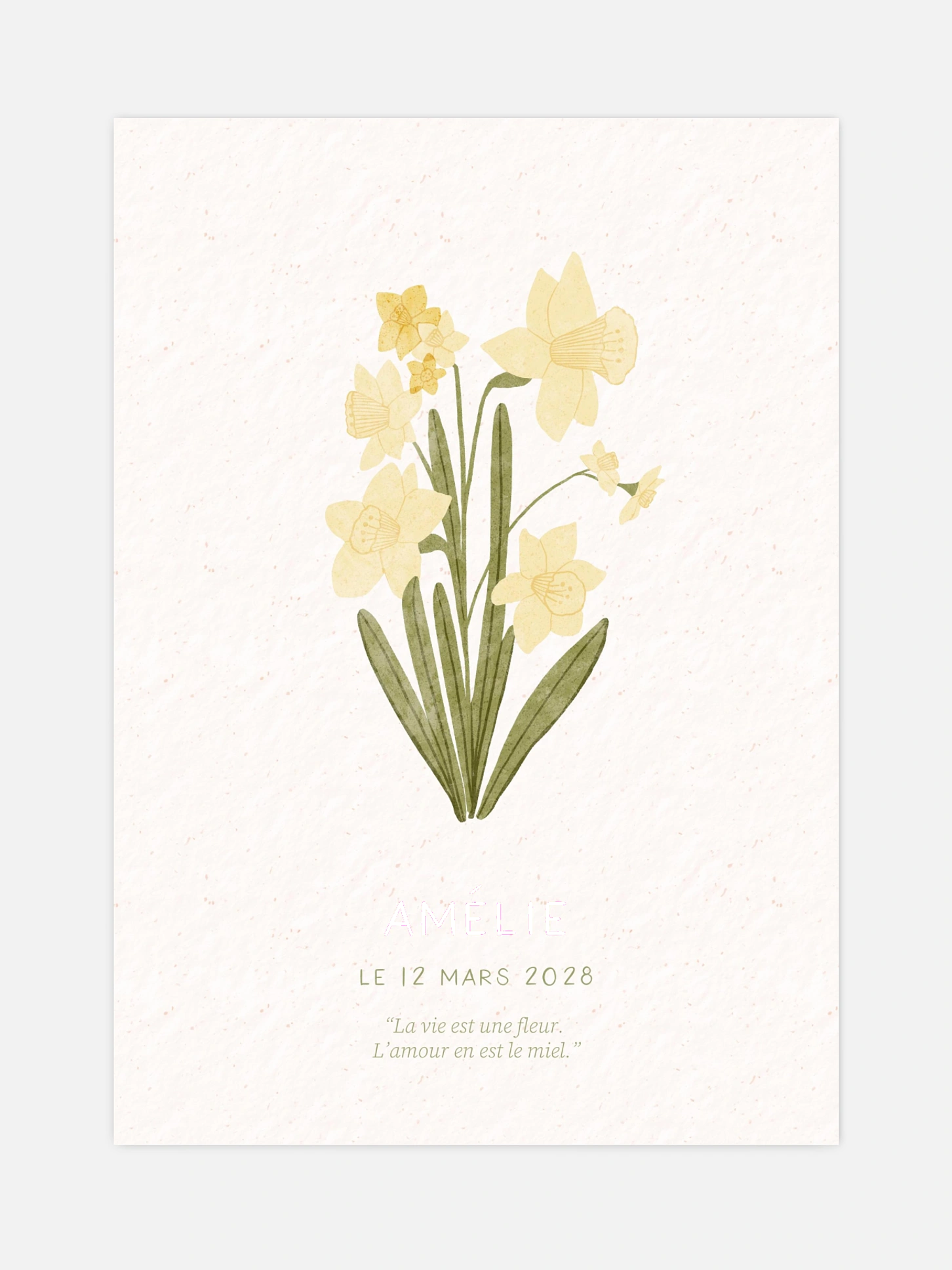 Affiche naissance Fleur de naissance - mars