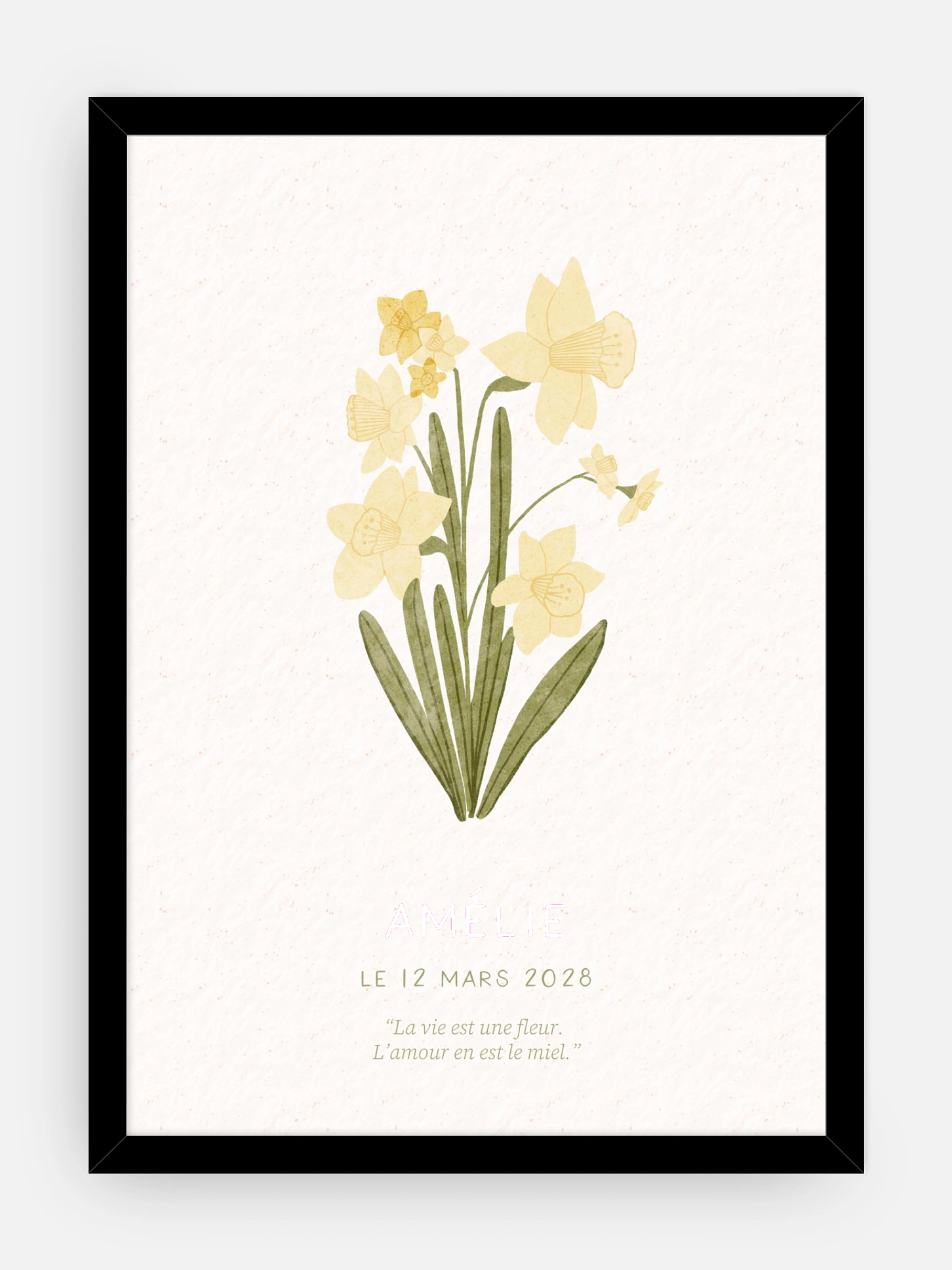 Affiche naissance Fleur de naissance - mars