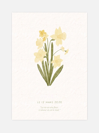 Affiche naissance Fleur de naissance - mars