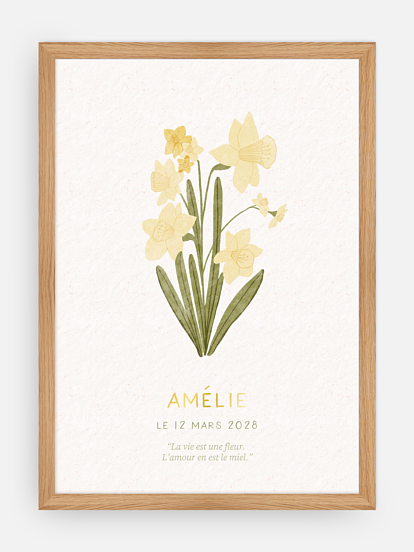 Affiche naissance Fleur de naissance - mars