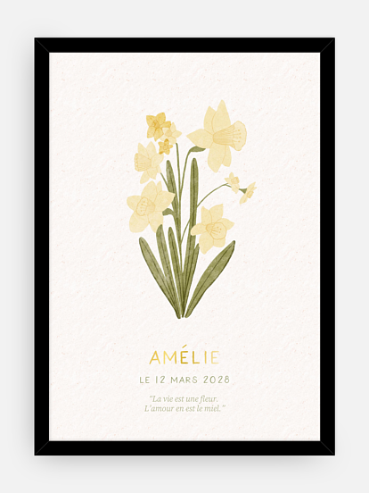 Affiche naissance Fleur de naissance - mars
