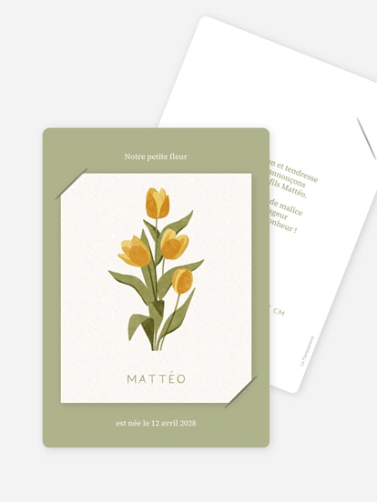 Faire-part naissance Fleur de naissance - avril